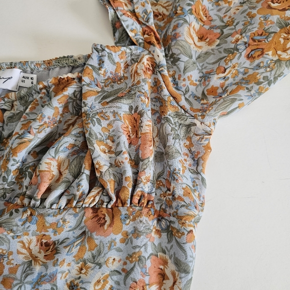 Petal & Pup Floral Midi Dress - Orange and Blue - Picture 7 of 11